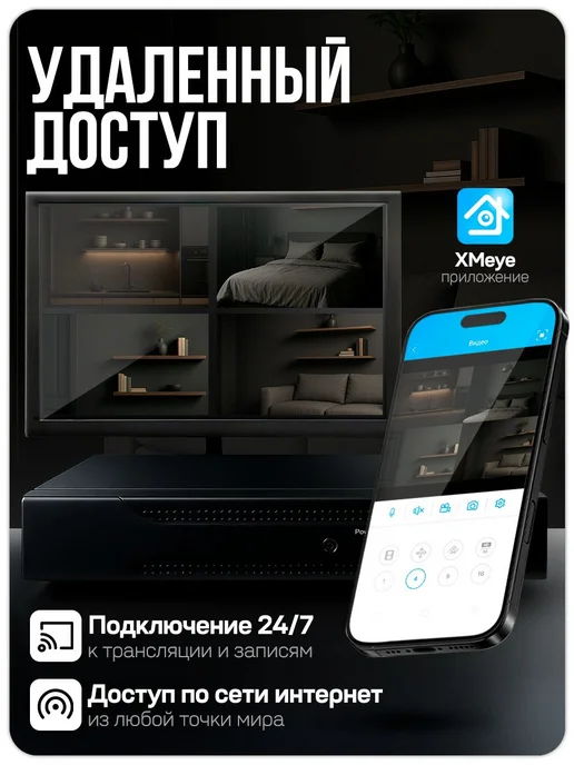 Комплект видеонаблюдения AHD PS-link KIT-A208HD 8 камер 2Мп для помещения, удаленный доступ, ночное видение, белый, фото 9