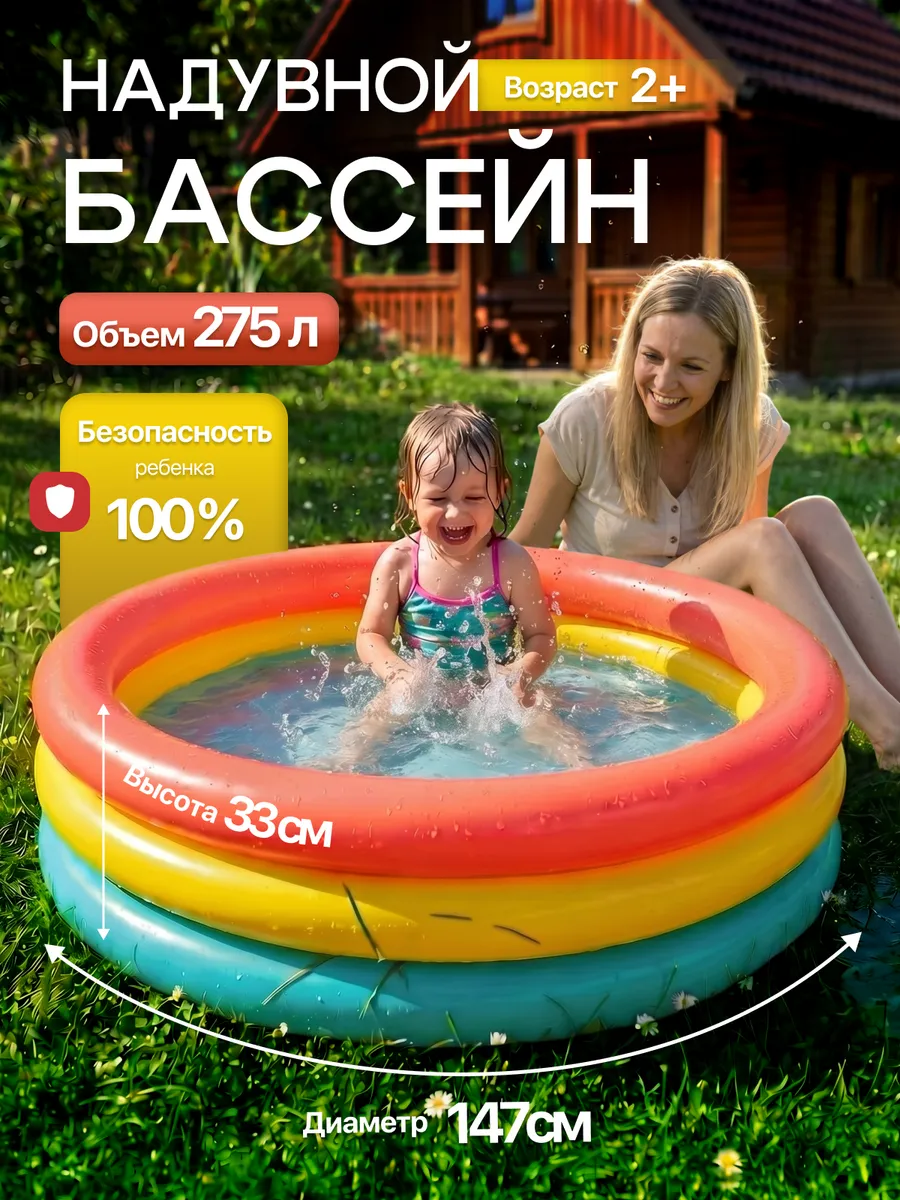 Бассейн надувной детский 147х33 см.