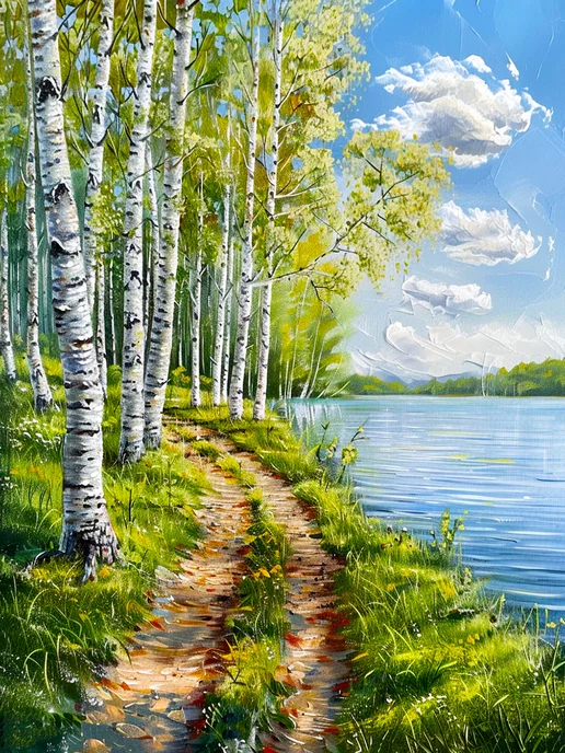 MoyArt Алмазная мозаика «Березки» 50x40 см, 50x40 см