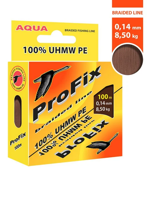 Aqua Плетеный шнур для рыбалки ProFix Brown 0,14mm 100m, коричневый, фото 2