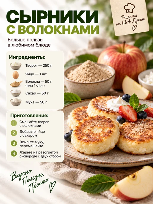 Шеф Дукат Яблочные пищевые волокна 500 г, клетчатка для выпечки и ПП, 500 г, фото 8