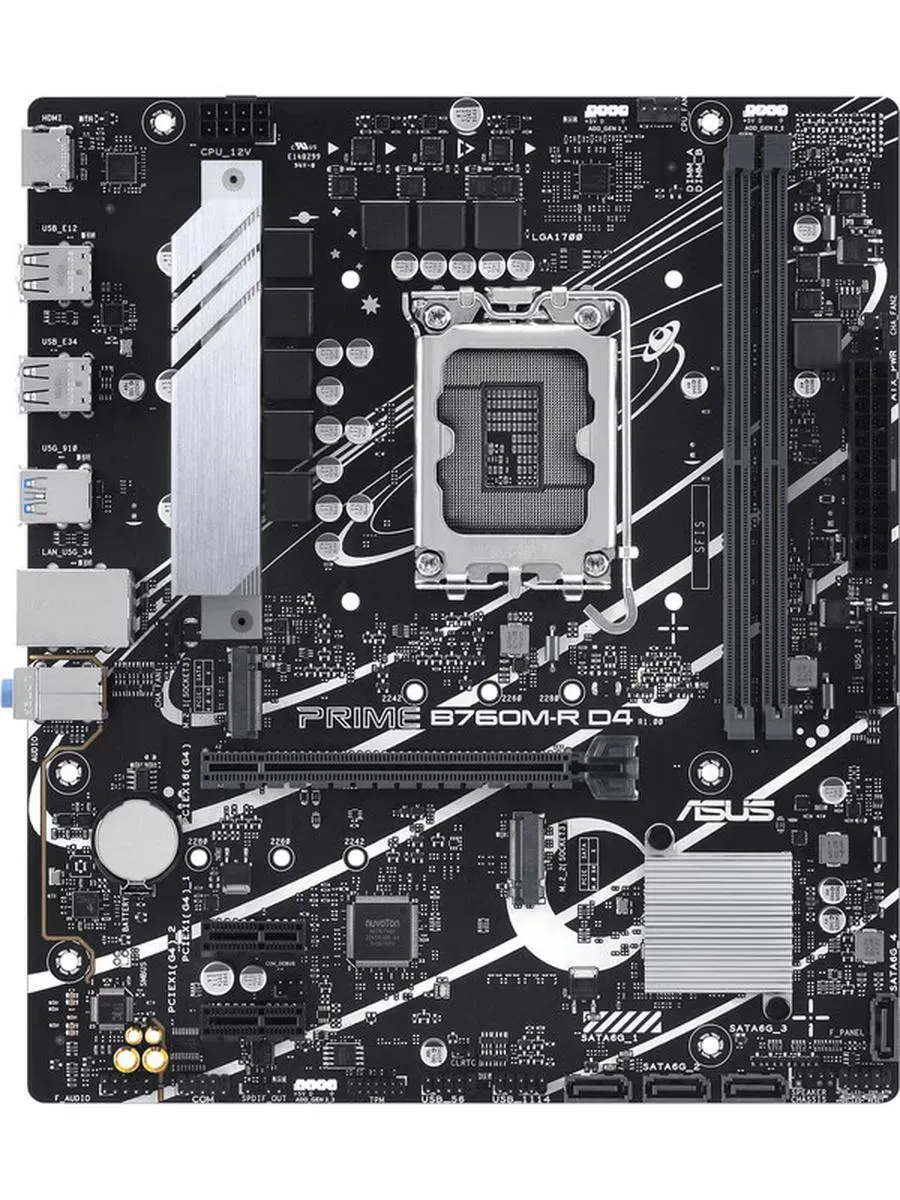 Asus Материнская плата PRIME B760M-R D4, Intel, Micro-ATX