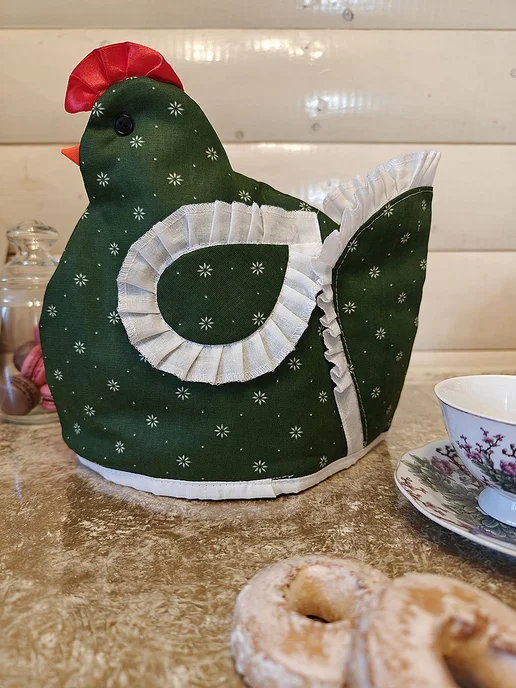 Текстиль домашний Грелка для чайника Курочка, зеленый