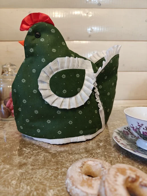 Текстиль домашний Грелка для чайника Курочка, зеленый, фото 2