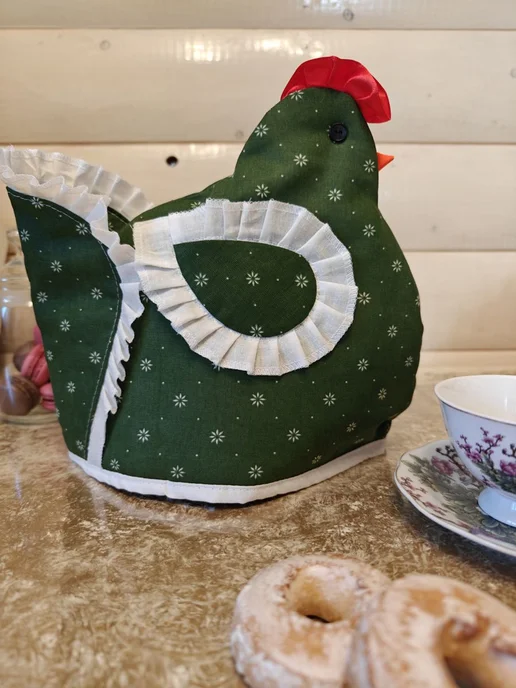 Текстиль домашний Грелка для чайника Курочка, зеленый, фото 3