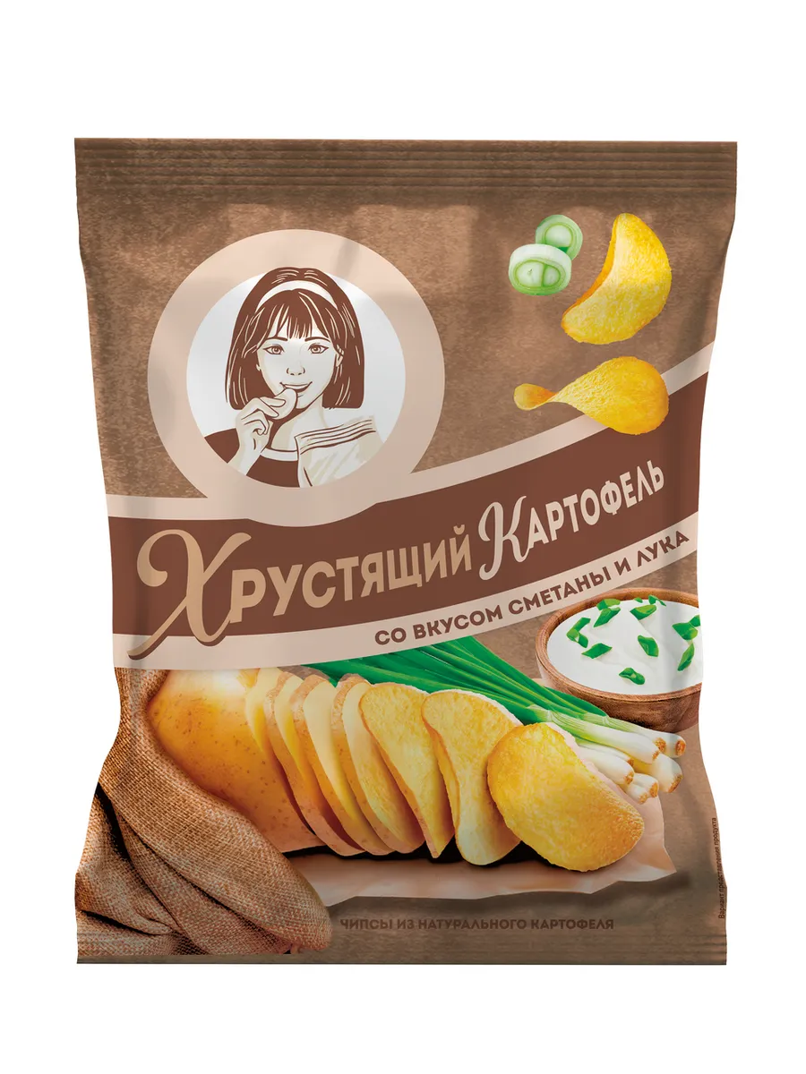 Чипсы Хрустящий картофель Сметана и лук, 70г x 1 шт