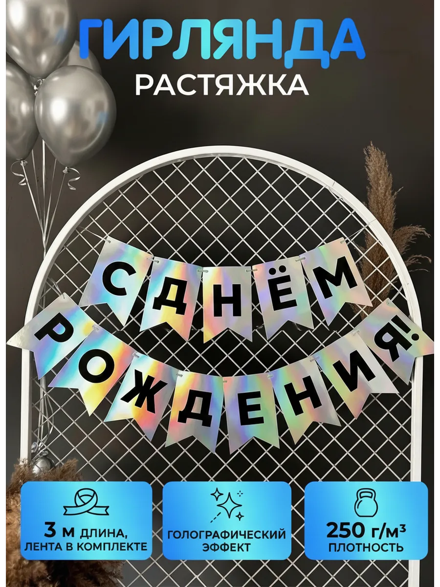 Растяжка - гирлянда - флажки С Днем Рождения
