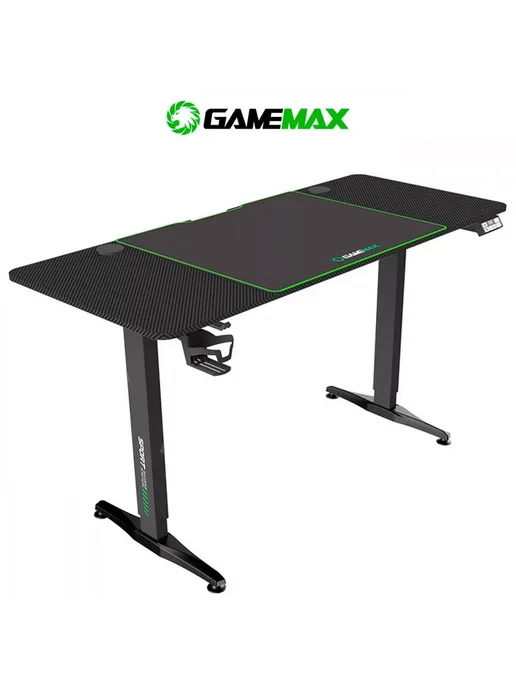 GAMEMAX Компьютерный стол геймера D140-Carbon-EC регулировка высоты, черный, фото 3
