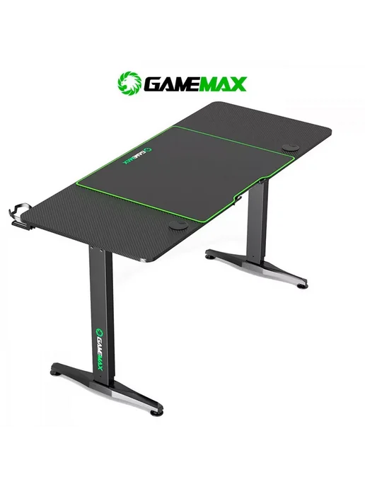 GAMEMAX Компьютерный стол геймера D140-Carbon-EC регулировка высоты, черный, фото 4