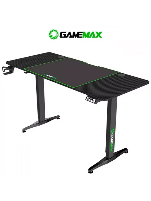 GAMEMAX Компьютерный стол геймера D140-Carbon-EC регулировка высоты, черный, фото 7