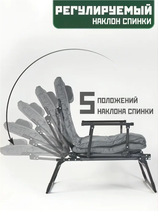 Кресло шезлонг раскладушка CoolWalk 1969, серый, фото 4