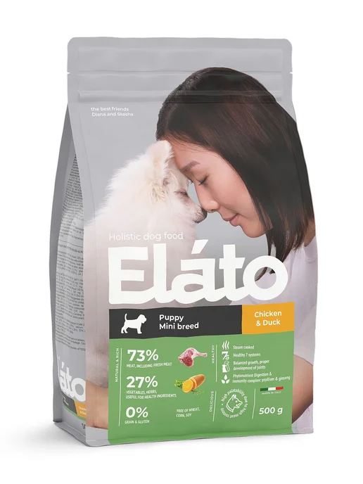 Сухой корм Elato Holistic для собак, мелкие, щенки, курица, утка, 0,6 кг