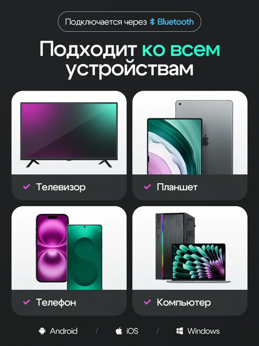 Беспроводная клавиатура Bluetooth с RGB подсветкой, белый, фото 2