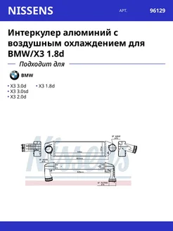 NISSENS Интеркулер алюминий с воздушным охлаждением для BMW X3 1.8d