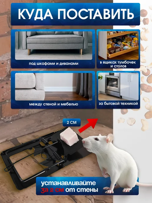 mousetrap Крысоловка мышеловка металлическая 15,5*8,5 см, 3 штуки, вариант, фото 5