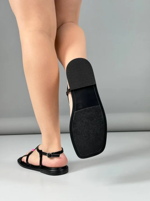 Millions Fashion Shoes Босоножки летние без каблука, черный, фото 2