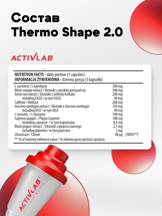 ActivLab Мощный жиросжигатель 90 капсул Thermo Shape 2.0, вариант, фото 5