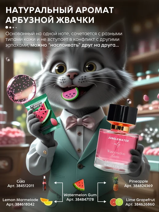 JUNGLEWATER Арбузная жвачка Watermelon Gum моноаромат духи стойкие 50 мл, 50 мл, фото 2