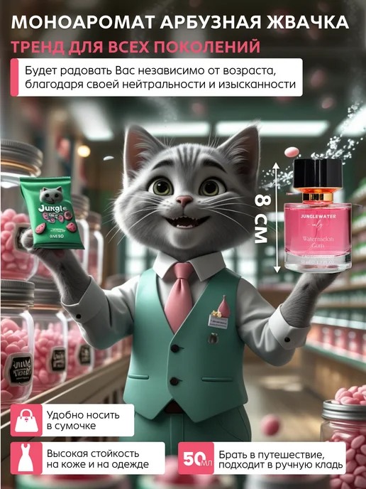 JUNGLEWATER Арбузная жвачка Watermelon Gum моноаромат духи стойкие 50 мл, 50 мл, фото 3