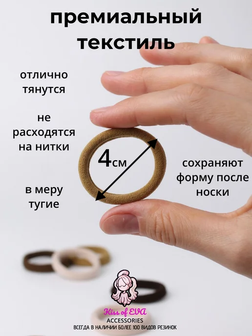 Kiss of Eva Резинки для волос чёрные плотные набор 60 штук в банке, 60 шт, фото 2