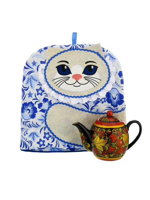 Русь Великая Кукла-грелка на чайник "Кот", синий, фото 3