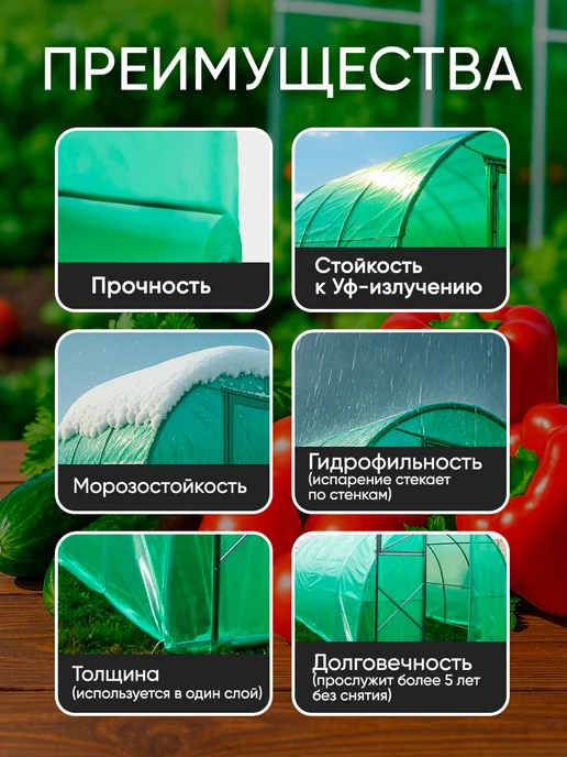 пленка зеленая ГОСТ Пленка для теплиц зеленая ГОСТ 150мкм 6х3м, 6x3 м, фото 2