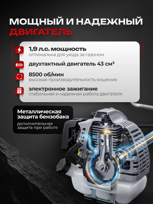 ИНТЕРСКОЛ Триммер бензиновый садовый бензотриммер для травы, вариант, фото 3