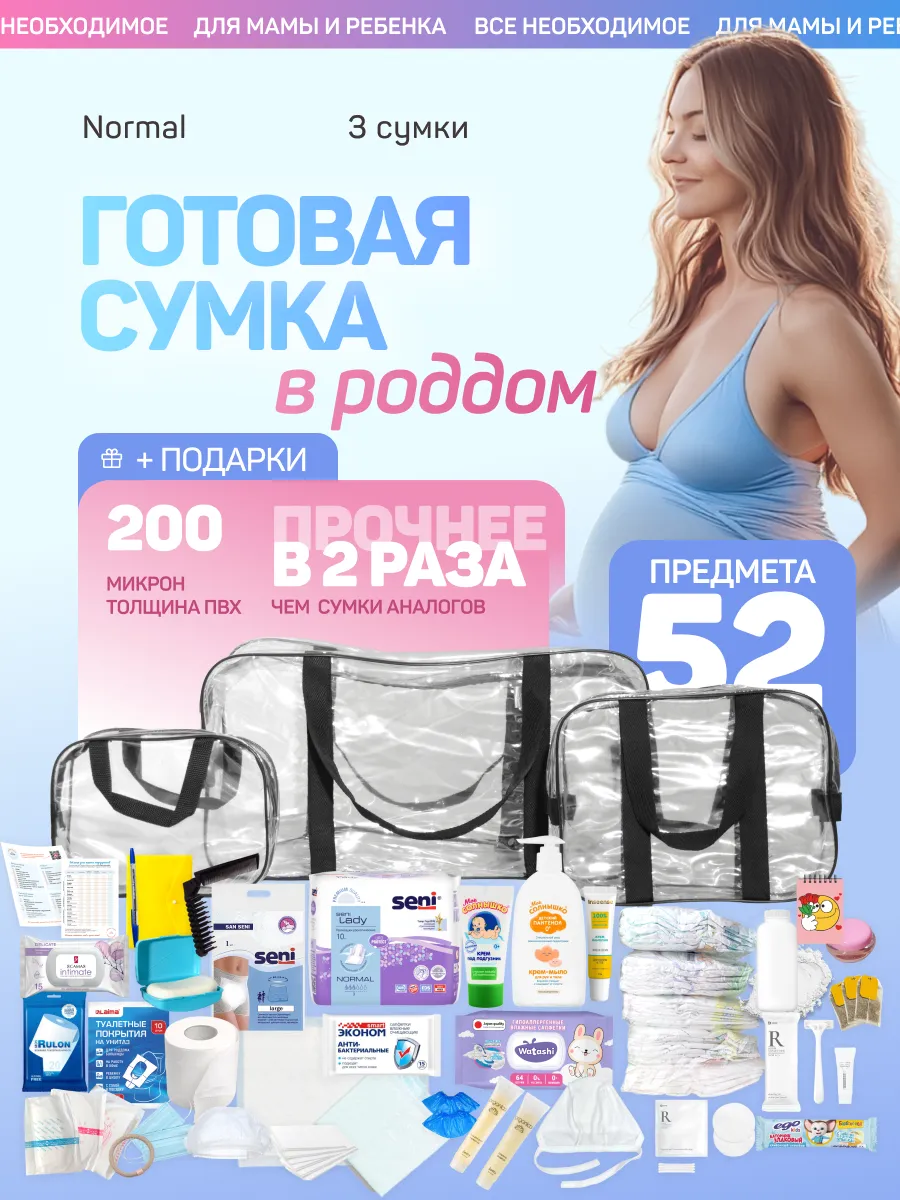 Сумка в роддом готовая для мамы и малыша