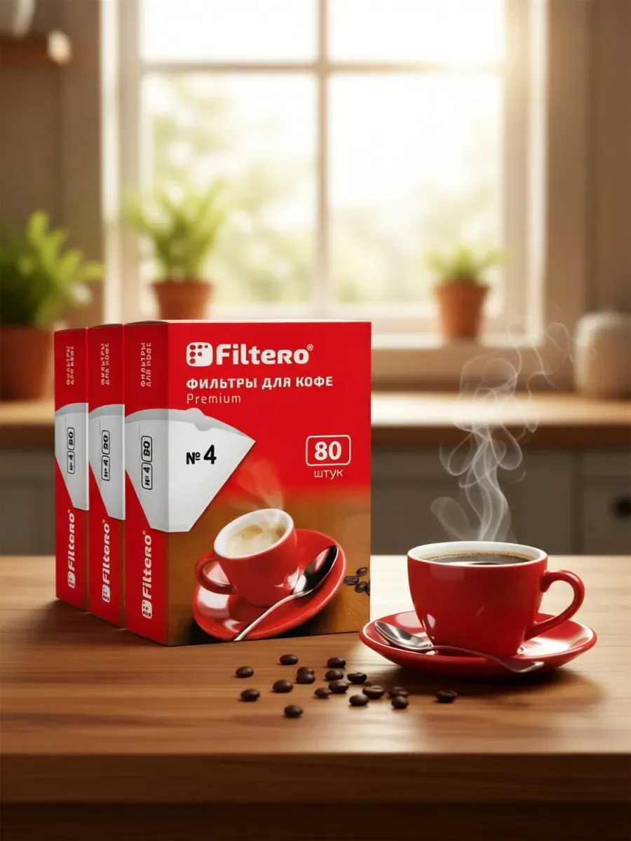 Фильтры для кофе, кофеварки белые Premium №4, 240 шт