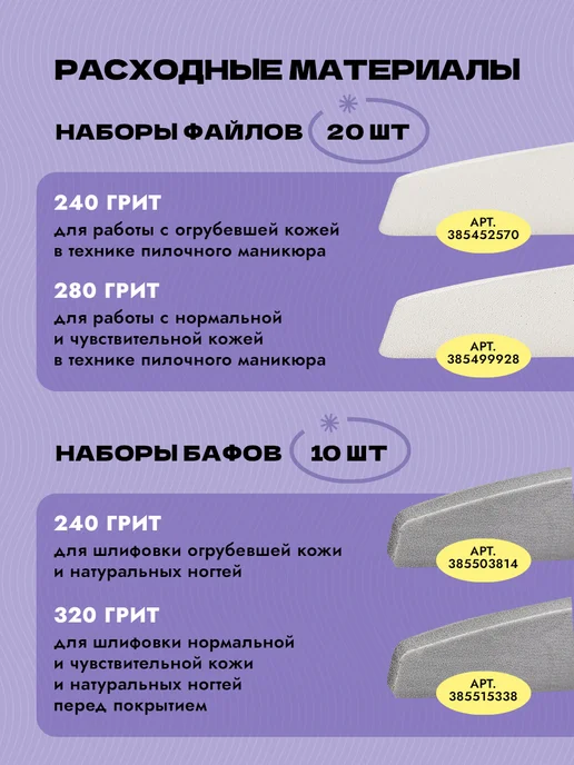 Algebra Beauty Набор для пилочного маникюра пилки и бафы 240 грит, белый, фото 8