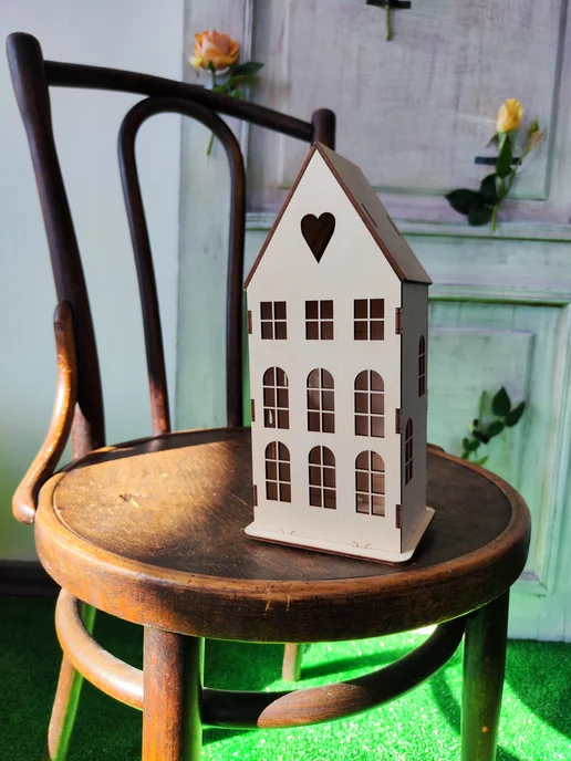PLYWOODPLAY Домик сувенирный деревянный, желтый, фото 2