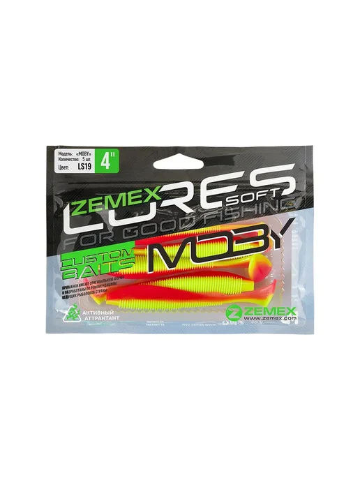 zemeх Силиконовая приманка MOBY 4" (100 мм), цвет LS19, в уп.5 шт, 5 шт
