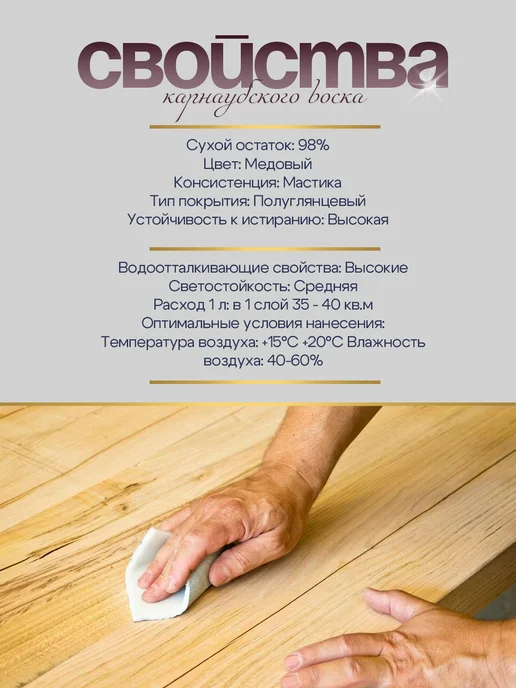 LINUMSERENUM Карнаубский воск, масло воск для дерева и для мебели, белый, фото 3