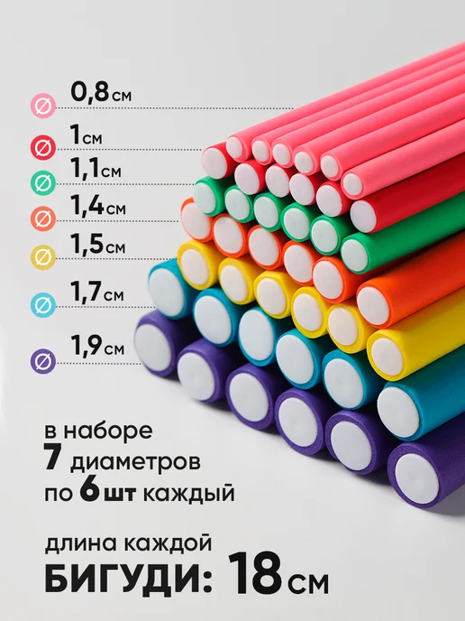 ClickClack Папильотки для волос мягкие бигуди бумеранги 42 шт, 42 шт, фото 7