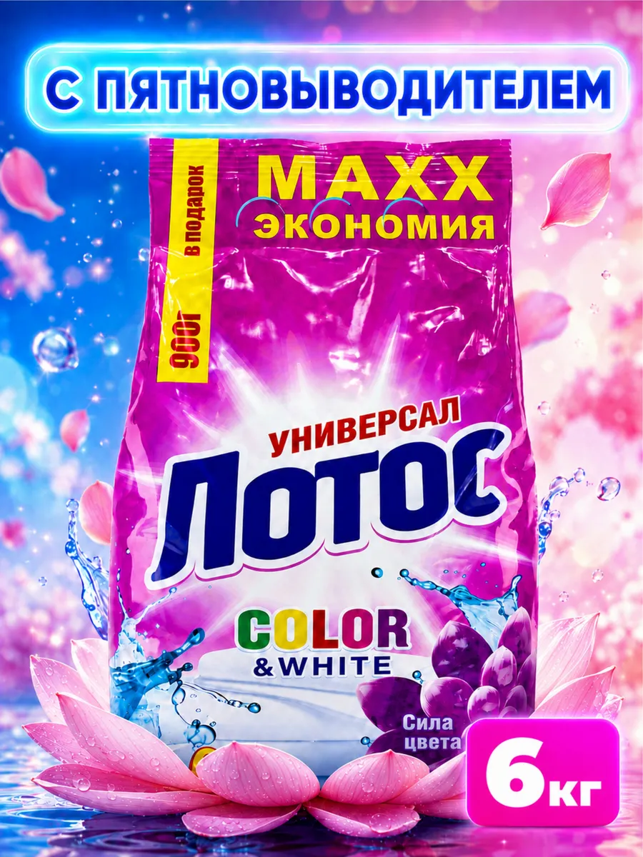 Порошок стиральный автомат для цветного и белого, 6 кг