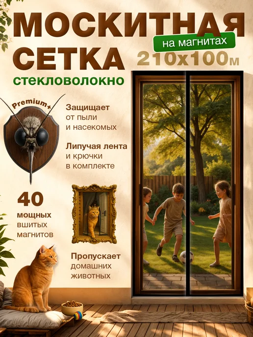 Elegant Solutions Москитная сетка на дверь с магнитом 100*210, 100x210