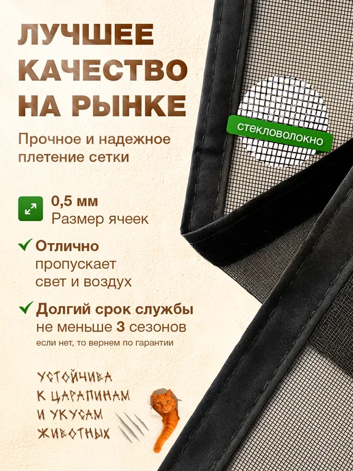 Elegant Solutions Москитная сетка на дверь с магнитом 100*210, 100x210, фото 2