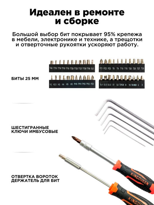 Kingqueen Набор инструментов для дома и авто 202 шт, 300 шт, фото 8