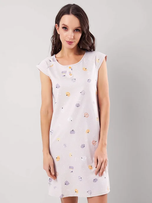 CLEVER WEAR Ночная сорочка короткая хлопок, оранжевый, фото 2