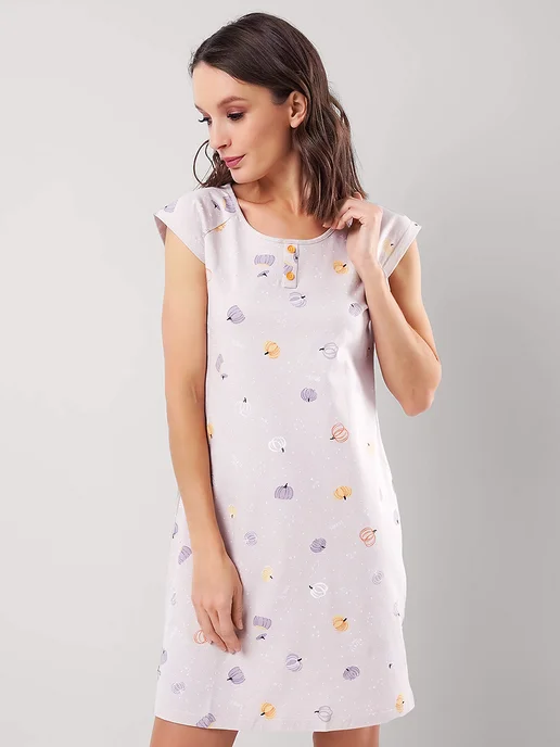 CLEVER WEAR Ночная сорочка короткая хлопок, оранжевый, фото 3
