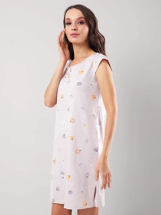 CLEVER WEAR Ночная сорочка короткая хлопок, оранжевый, фото 4