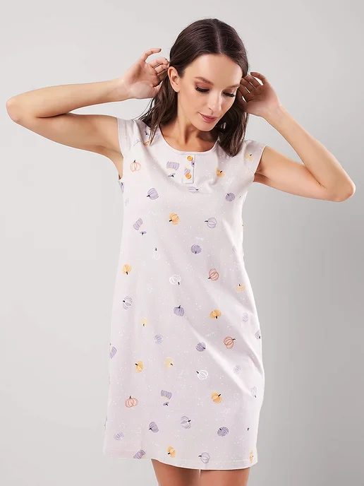 CLEVER WEAR Ночная сорочка короткая хлопок, оранжевый, фото 7