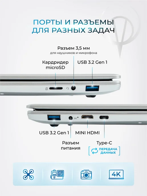 QOPP Ноутбук 15.6" Intel processor N100 DDR4 16ГБ, SSD 512ГБ, 8 ГБ, 256 ГБ, фото 4