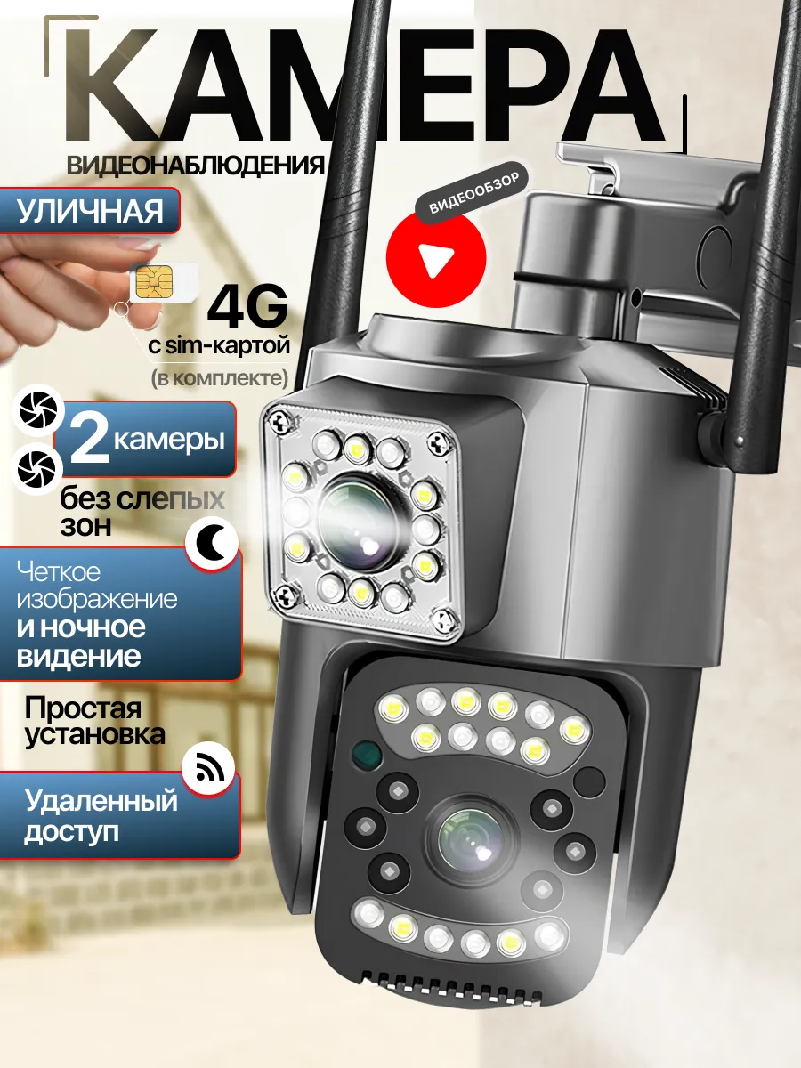 Камера видеонаблюдения уличная с сим картой 4g