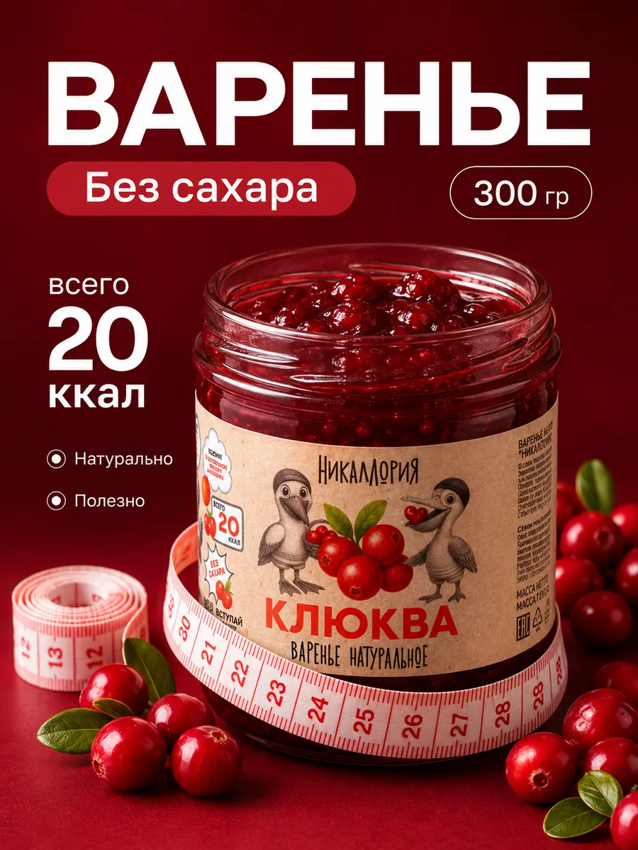 Варенье без сахара из клюквы низкокалорийное