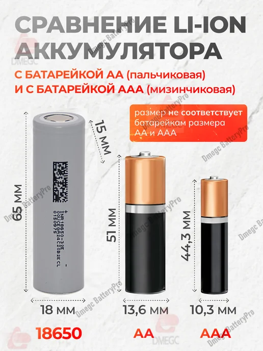 Dmegc BatteryPro Высокоемкая литиевая батарея 18650 32E 3200 mah, 3200 мАч, фото 2