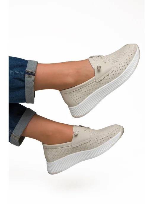 Grinshoes Мокасины женские натуральная кожа, бежевый, фото 3