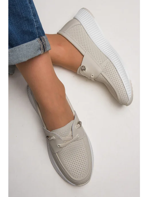 Grinshoes Мокасины женские натуральная кожа, бежевый, фото 4