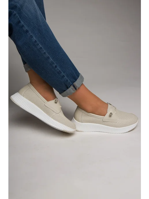 Grinshoes Мокасины женские натуральная кожа, бежевый, фото 5