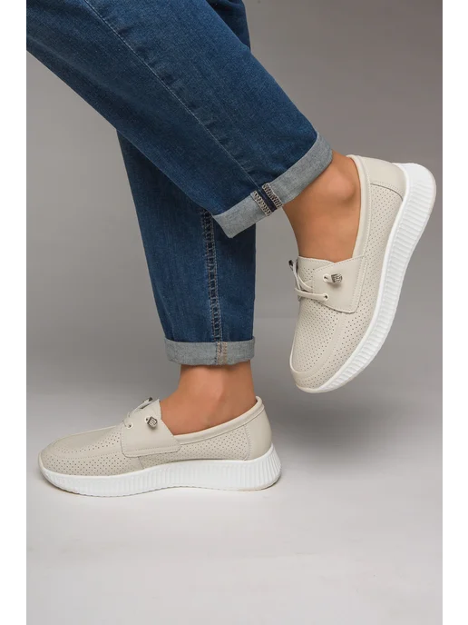 Grinshoes Мокасины женские натуральная кожа, бежевый, фото 6